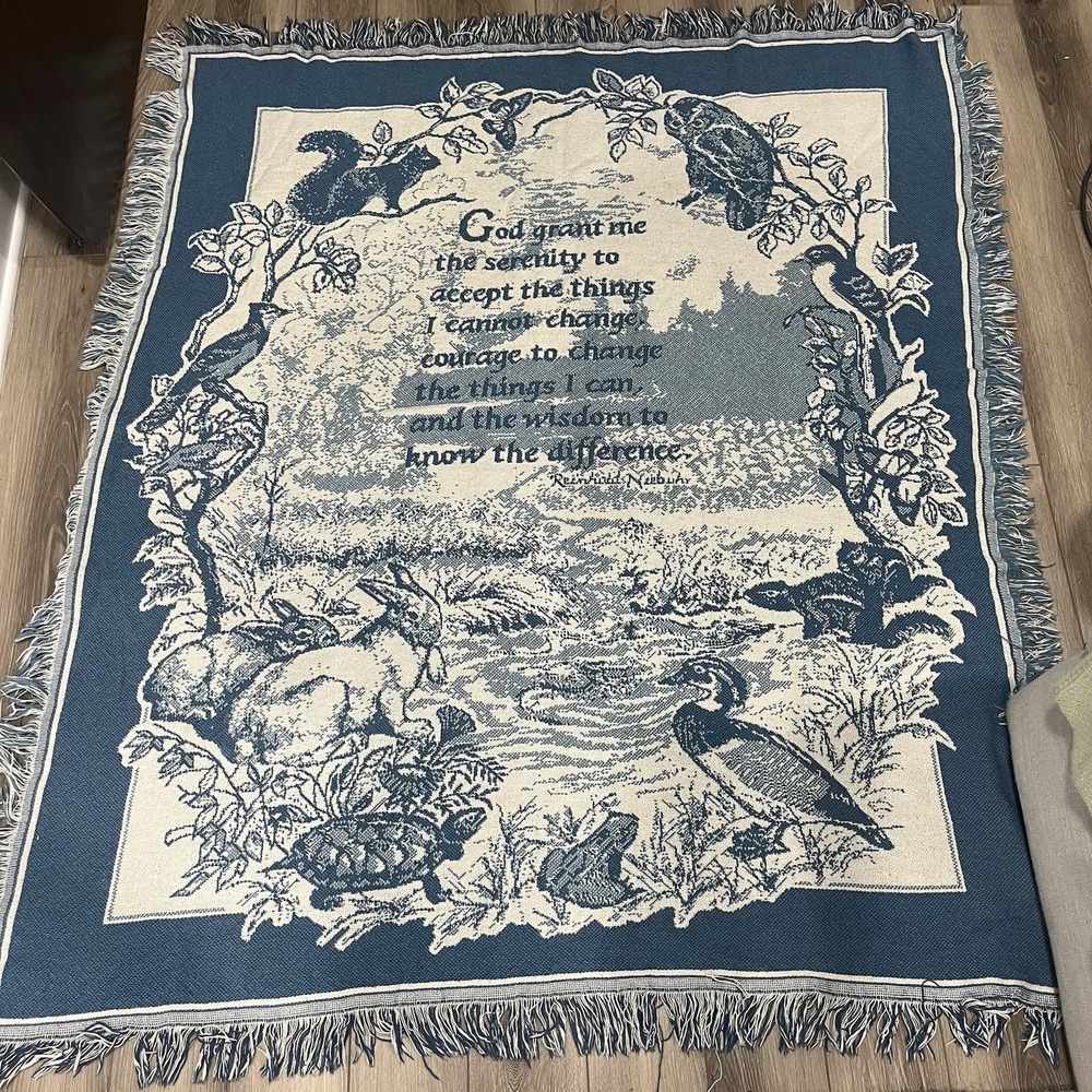Mohawk Home‎ Blanket Knit White & Blue 4'ft X 4'ft